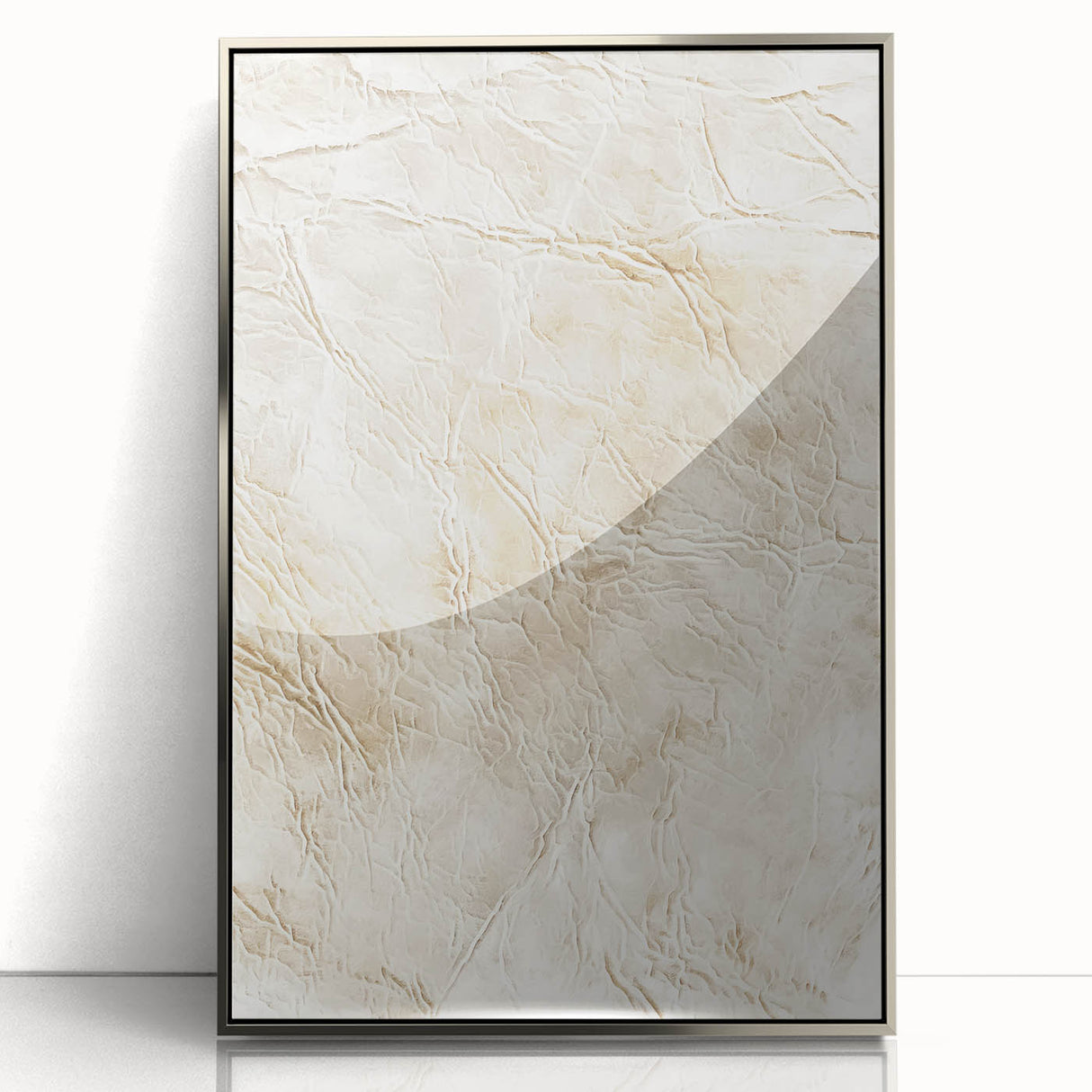 Framed abstract wall art featuring silver acrylic strokes on a textured surface, showcasing a modern aesthetic perfect for home decor.