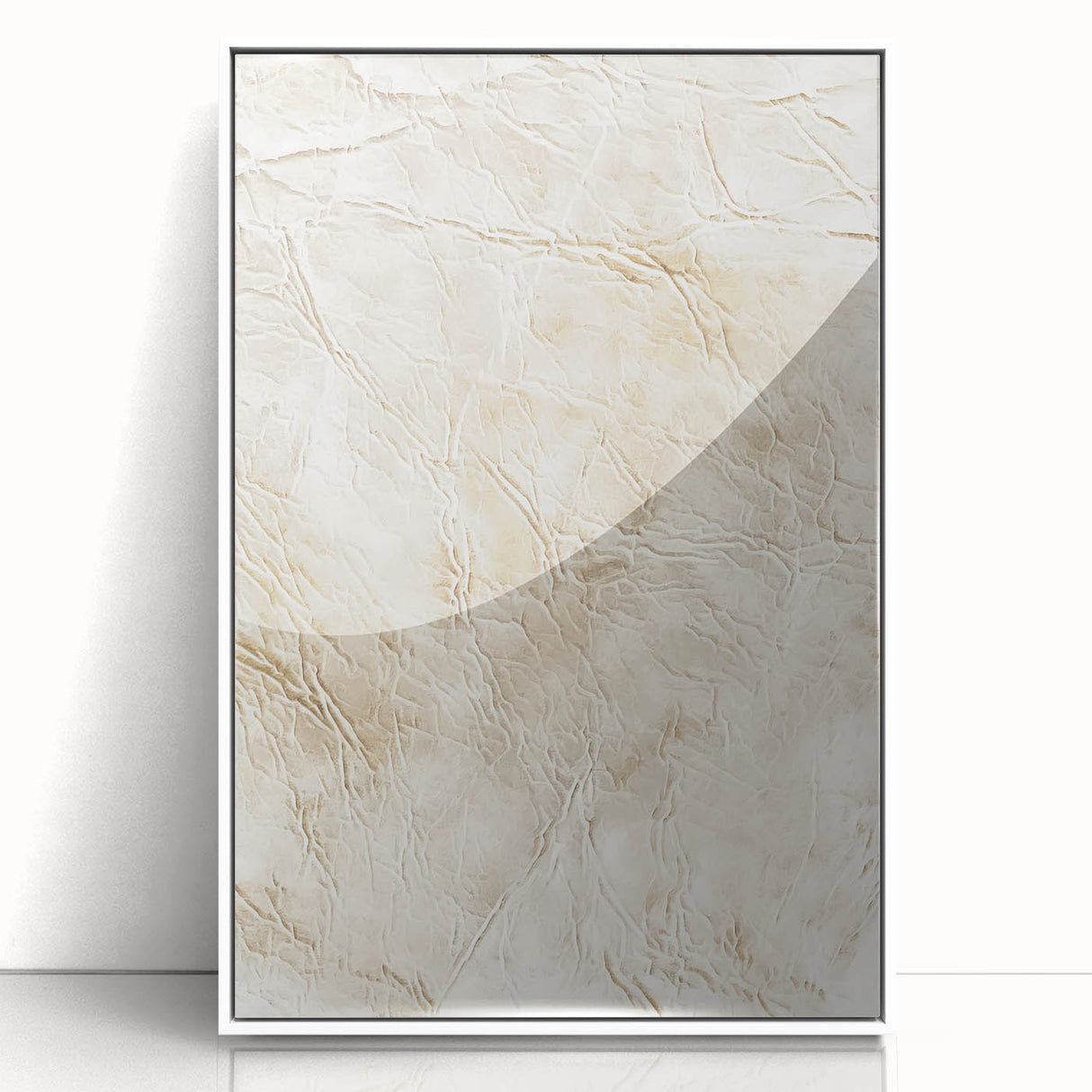 Framed abstract wall art featuring colorful strokes in shades of blue, pink, and gold, set against a white background, ideal for modern home decor.