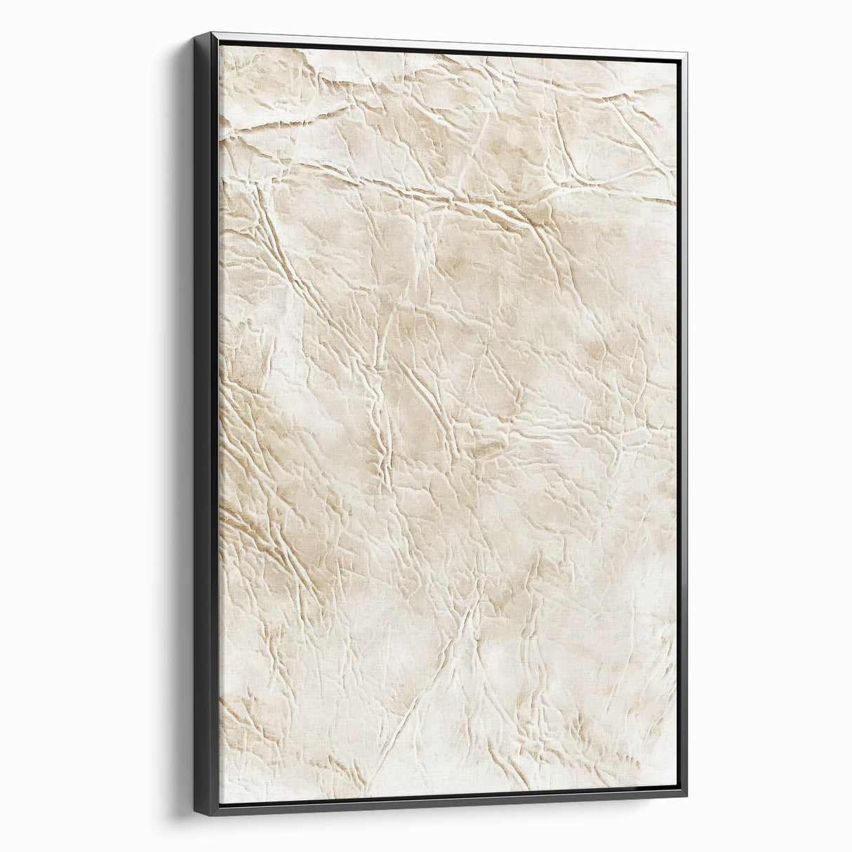 Framed canvas wall art showcasing abstract black strokes on a textured background, viewed from the side, perfect for modern home decor.