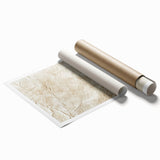 Abstract wall art print showcasing vibrant strokes of blue, orange, and yellow, ideal for modern decor. Rolled for easy shipping and display.