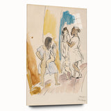 Modern Wall Art: Abstract Family Scene in Earthy Tones and Watercolors
