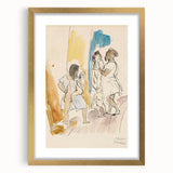 Modern Wall Art: Abstract Family Scene in Earthy Tones and Watercolors