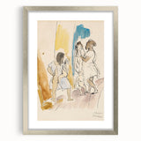 Modern Wall Art: Abstract Family Scene in Earthy Tones and Watercolors