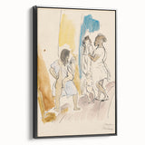 Modern Wall Art: Abstract Family Scene in Earthy Tones and Watercolors