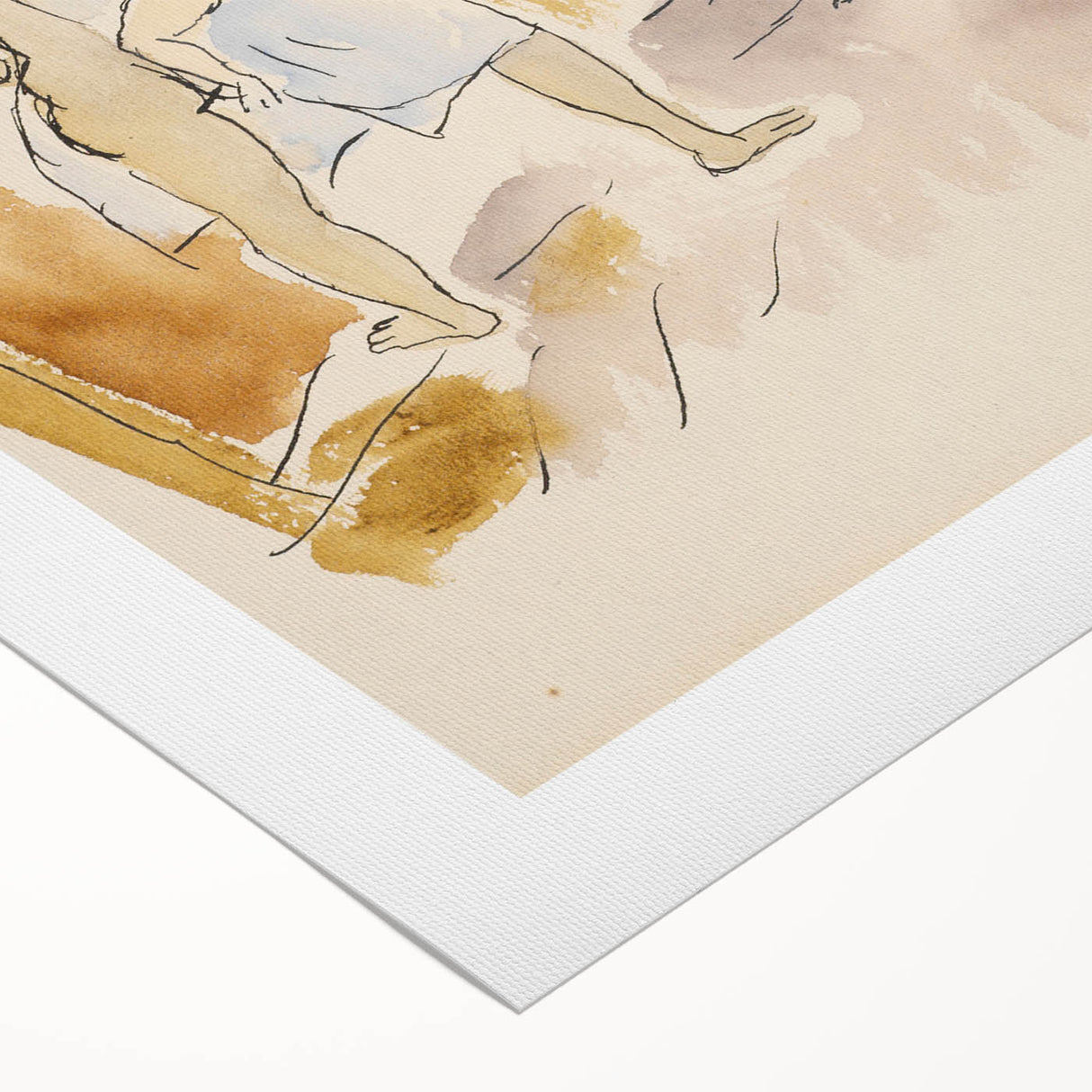Modern Wall Art: Abstract Family Scene in Earthy Tones and Watercolors