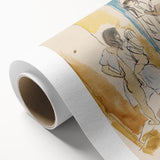 Modern Wall Art: Abstract Family Scene in Earthy Tones and Watercolors