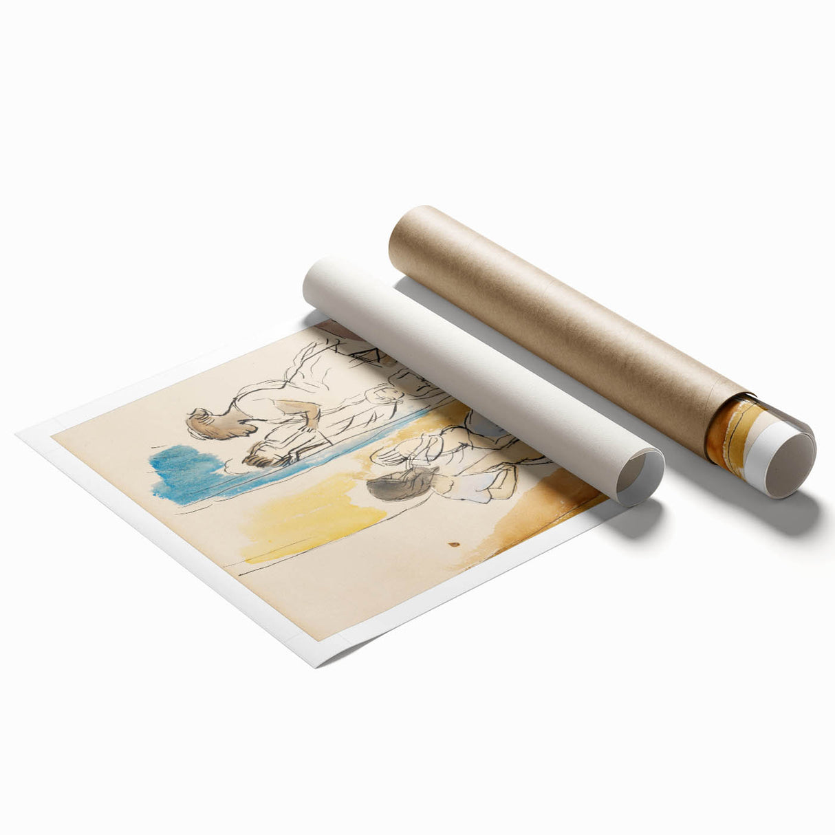 Modern Wall Art: Abstract Family Scene in Earthy Tones and Watercolors