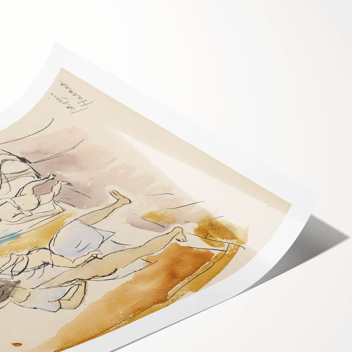 Modern Wall Art: Abstract Family Scene in Earthy Tones and Watercolors