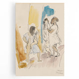 Modern Wall Art: Abstract Family Scene in Earthy Tones and Watercolors
