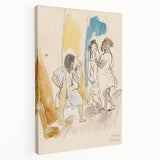 Modern Wall Art: Abstract Family Scene in Earthy Tones and Watercolors