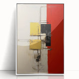 Framed wall art featuring abstract strokes in vibrant colors, set against a sleek white background, perfect for modern home decor and artistic expression.