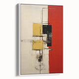 Framed abstract strokes wall art in a modern white frame, showcasing vibrant colors and dynamic shapes, perfect for contemporary home decor.