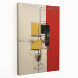 Abstract strokes wall art on stretched canvas, showcasing vibrant colors and dynamic patterns, ideal for modern home decor. Side view highlights depth and texture.