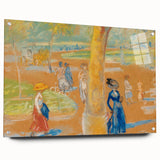 Modern Wall Art: Woman with Umbrella in Vibrant Park Scene