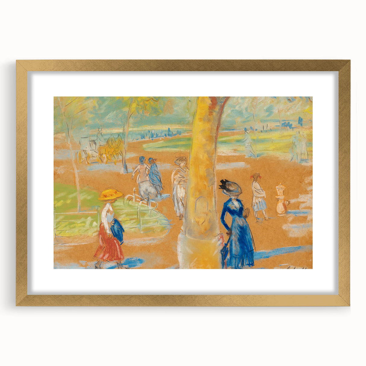 Modern Wall Art: Woman with Umbrella in Vibrant Park Scene