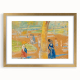 Modern Wall Art: Woman with Umbrella in Vibrant Park Scene