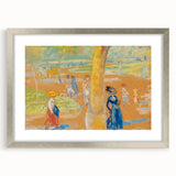 Modern Wall Art: Woman with Umbrella in Vibrant Park Scene