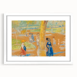 Modern Wall Art: Woman with Umbrella in Vibrant Park Scene