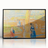Modern Wall Art: Woman with Umbrella in Vibrant Park Scene