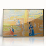 Modern Wall Art: Woman with Umbrella in Vibrant Park Scene