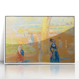 Modern Wall Art: Woman with Umbrella in Vibrant Park Scene