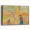 Modern Wall Art: Woman with Umbrella in Vibrant Park Scene