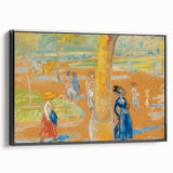 Modern Wall Art: Woman with Umbrella in Vibrant Park Scene