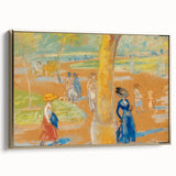 Modern Wall Art: Woman with Umbrella in Vibrant Park Scene