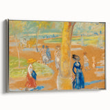 Modern Wall Art: Woman with Umbrella in Vibrant Park Scene