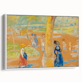 Modern Wall Art: Woman with Umbrella in Vibrant Park Scene
