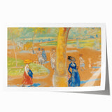 Modern Wall Art: Woman with Umbrella in Vibrant Park Scene