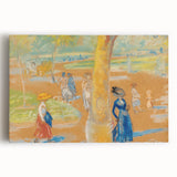 Modern Wall Art: Woman with Umbrella in Vibrant Park Scene