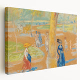Modern Wall Art: Woman with Umbrella in Vibrant Park Scene