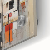 Close-up of vibrant abstract strokes wall art print on acrylic glass, showcasing vivid colors and fluid designs, ideal for modern home decor accents.