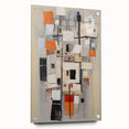 Abstract strokes wall art featuring vibrant colors in an acrylic glass frame, displayed with pins against a neutral background, enhancing modern decor aesthetics.
