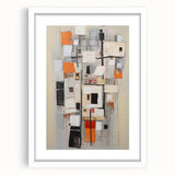 Abstract wall art featuring colorful strokes in a white frame with a mat, displayed from a front view. Ideal for modern home decor.
