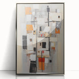 Framed abstract wall art featuring vibrant strokes in silver and gray hues, perfect for modern decor. Ideal for enhancing living spaces with a contemporary touch.