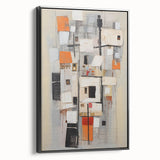 Framed abstract wall art featuring bold black strokes on a textured canvas, showcasing a modern design that enhances contemporary decor. Perfect for living rooms or offices.
