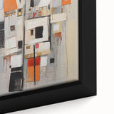 Close-up of a framed canvas wall art depicting abstract strokes in vibrant colors, showcasing unique textures and artistic flair, perfect for modern decor.