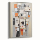 Framed canvas wall art showcasing abstract silver strokes on a textured background, elegantly displayed from a side view, perfect for modern home decor.