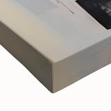 Abstract wall art canvas featuring vibrant strokes in shades of blue, orange, and yellow, showcasing a modern design that enhances contemporary decor.