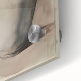 Large abstract wall art in mid-century modernist style on acrylic glass, featuring bold, geometric shapes in earth tones.