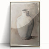 Large art print of a mid-century modernist design in gold and white, acrylic framed, ideal for modern nursery wall art.