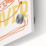 Large abstract wall art on acrylic glass featuring swirling black and white patterns, ideal for dining room decor.