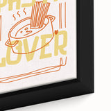 Framed canvas featuring a close-up of colorful, textured dishes on a black background, ideal for living room decor.