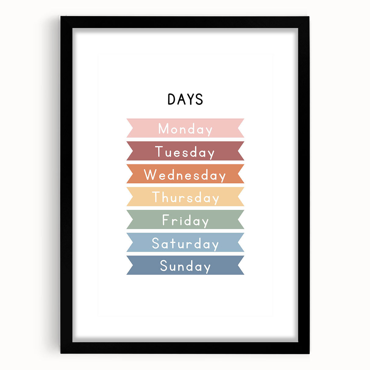 Days of the Week Typography Art Print – Colorful Weekly Wall Art