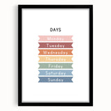 Days of the Week Typography Art Print – Colorful Weekly Wall Art