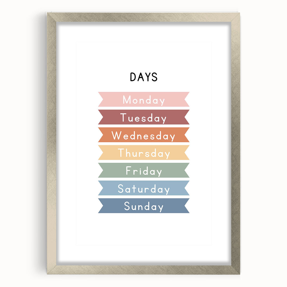 Days of the Week Typography Art Print – Colorful Weekly Wall Art