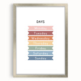 Days of the Week Typography Art Print – Colorful Weekly Wall Art