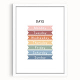 Days of the Week Typography Art Print – Colorful Weekly Wall Art